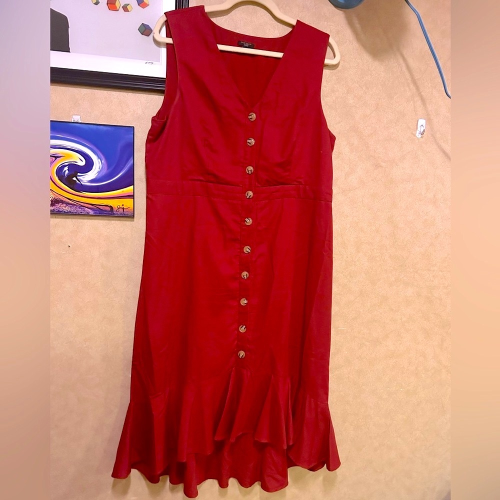 Ann Taylor Button Down Cotton Sateen Dress